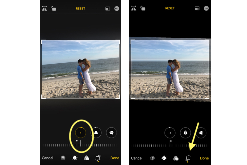 image of woman and boy on the beach showing tips to edit your iPhone Photos using the crop tool