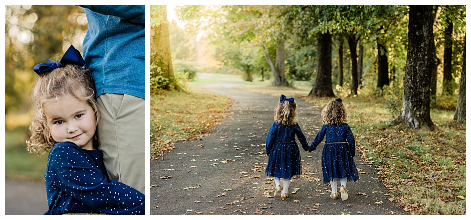 most memorable session moments - twin girls holding hands outside in clark NJ park