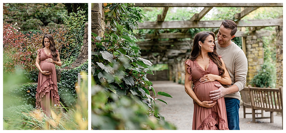 Best time for maternity photos in Basking Ridge, NJ garden