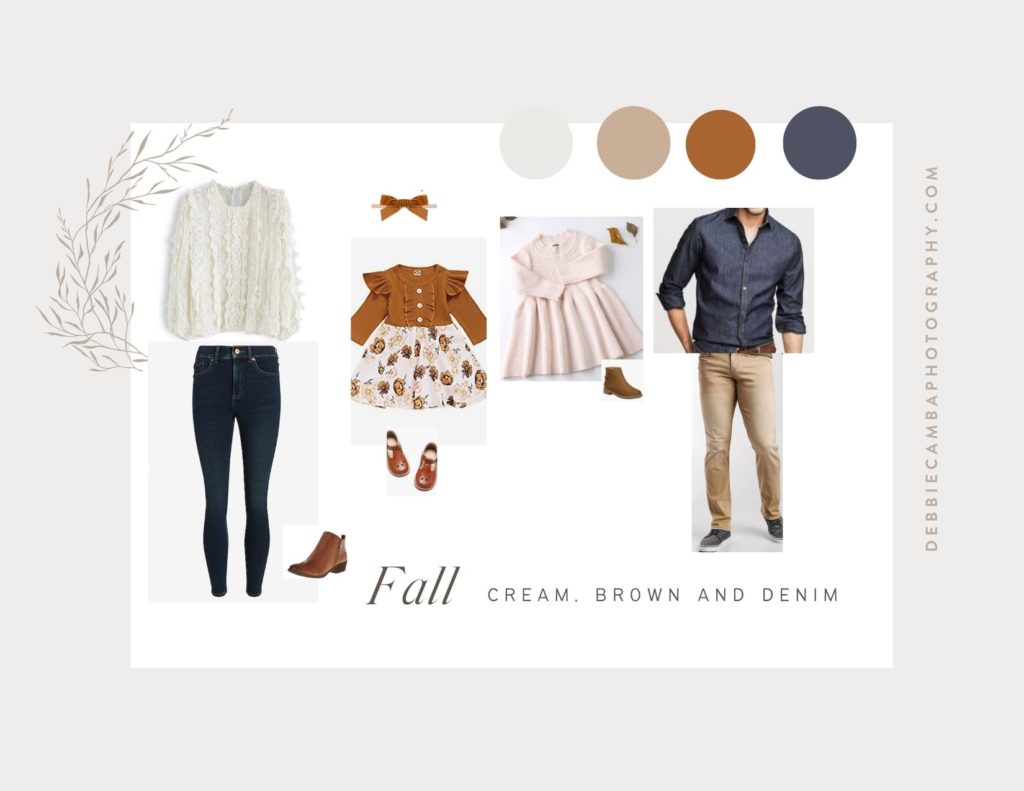 cream, brown and denim for fall photos