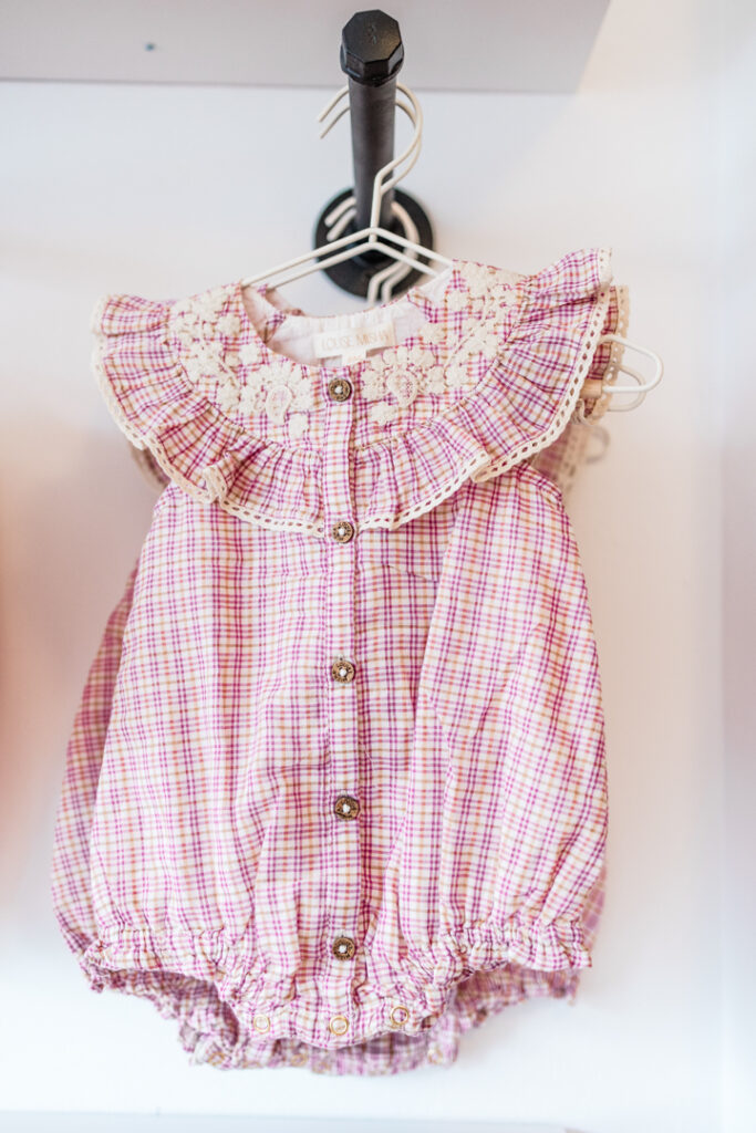 Adorable pink summer baby girl romper from Francis Henri in Westfield NJ