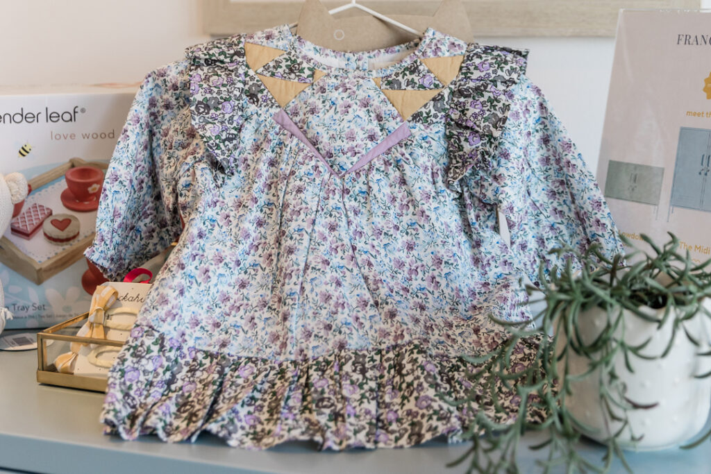 Beautiful bohemian floral vintage style baby girl dress at Francis Henri in Westfield NJ
