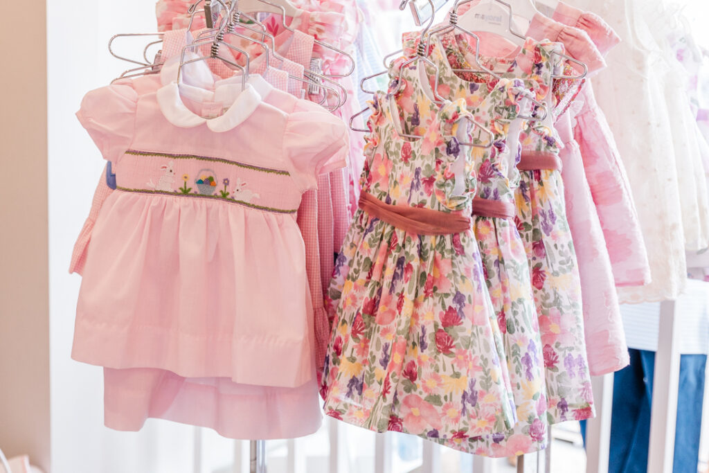 Classic pink and floral baby and toddler dresses at The Red Balloon in Summit, NJ