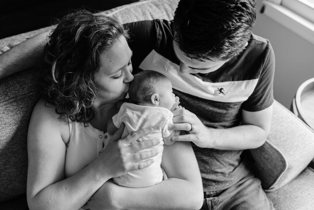 Black and white newborn photo