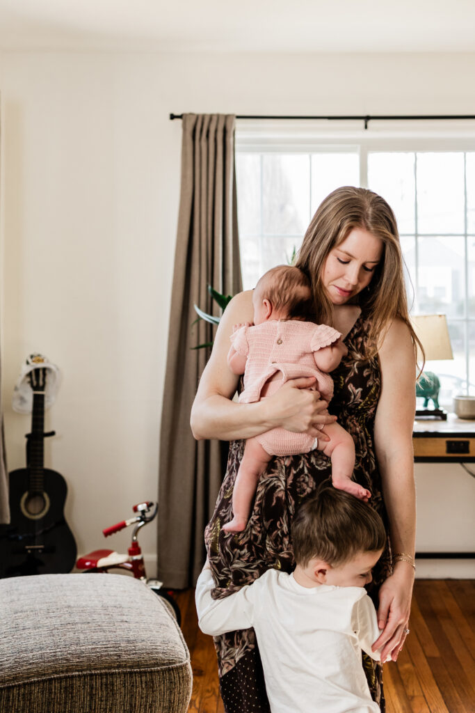 toddler embracing mother